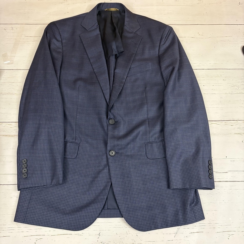 Brooks Brothers Blazer Mens 40R Blue Check Wool BrooksCool